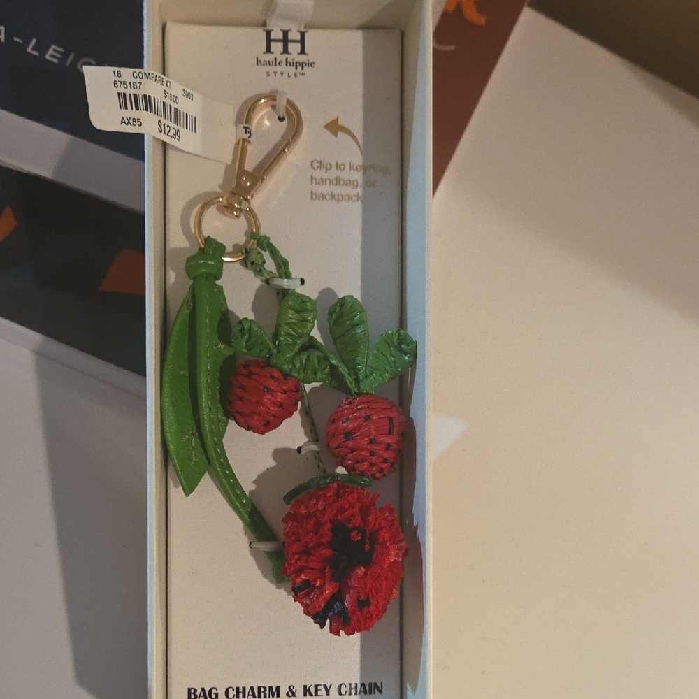 Haute Hippie Floral Red and Green Bag Charm
